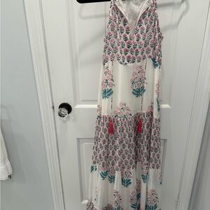 Oliphant White and Pink Floral Maxi Dress mandarin